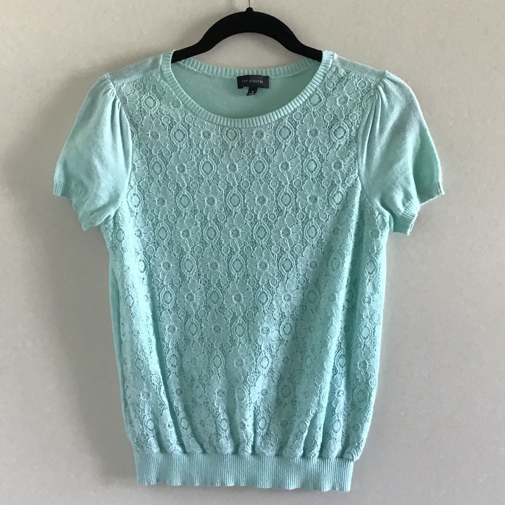 The Limited Short Sleeve Lace Front Sweater
